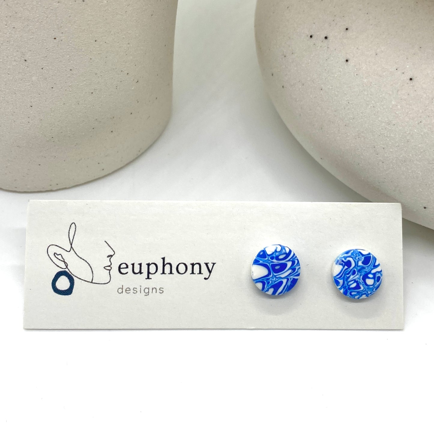 Cobalt Blue Dense Swirl Stud Earrings