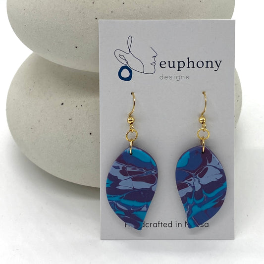 Twilight Swirl Large Leaf Earrings