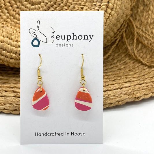 Fuchsia Orange Pebble Earrings