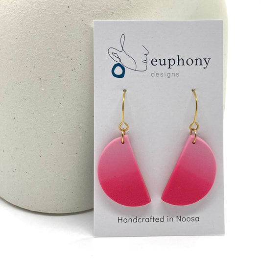 Shades of Pink Large Half Moon Earrings