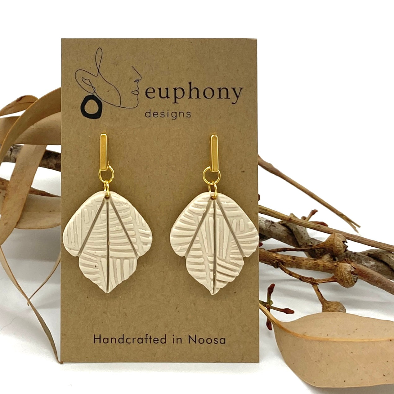 Gold Bar Petal Pendant Statement Earrings