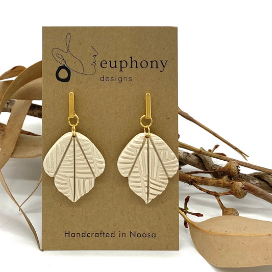 Gold Bar Petal Pendant Statement Earrings